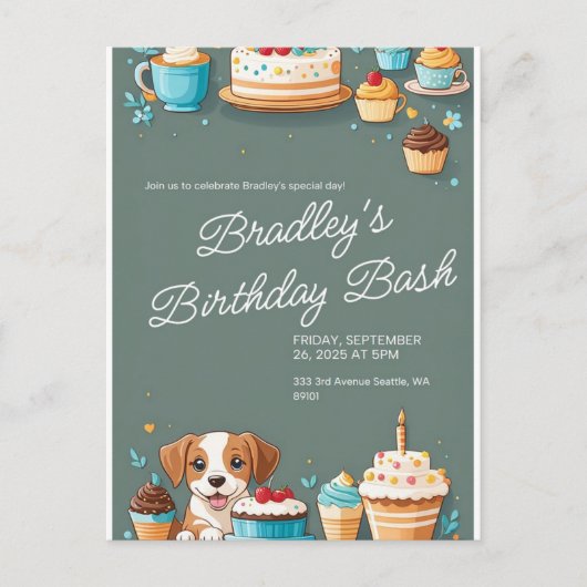 GEBURTSTAGSKARTE EINLADUNGSPOSTKARTE (Vorderseite)