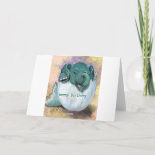 Geburtstagskarte Elephant Hatching from Egg Karte