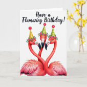 Geburtstagskarte Flamingo-Trio Karte (Gelbe Blume)
