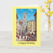 Geburtstagskarte - Florenz, Italien Karte (Gelbe Blume)