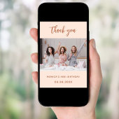 Geburtstagskarte Foto Peach simple danke Karte