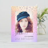 Geburtstagskarte Foto Regenbogendiamanten pink Einladung (Stehend Vorderseite)
