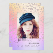 Geburtstagskarte Foto Regenbogendiamanten pink Einladung (Vorne/Hinten)