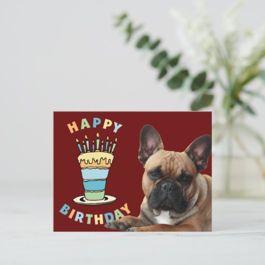 Geburtstagskarte französische Bulldogge Postkarte (Stehend Vorderseite)