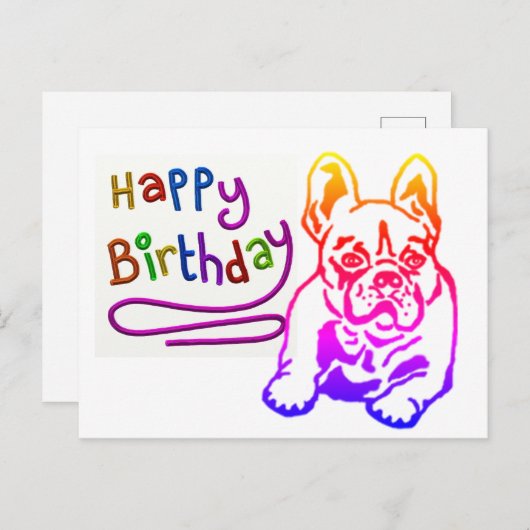 Geburtstagskarte französische Bulldogge Postkarte (Vorne/Hinten)