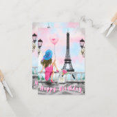Geburtstagskarte Frauen in Paris - Romantik Karte (Vorderseite/Rückseite Beispiel)