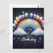 Geburtstagskarte - Funkelknallenbogen und Balloons Postkarte (Vorne/Hinten)
