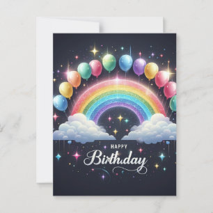 Geburtstagskarte - Funkelknallenbogen und Balloons Postkarte
