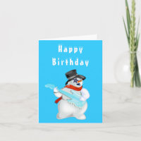 Geburtstagskarte Funny Musical Snowman mit Gitarre