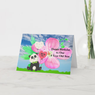 Geburtstagskarte für den 4-jährigen Sohn mit Panda Karte