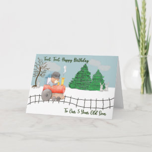 Geburtstagskarte für den 5-jährigen Sohn mit Zug Karte