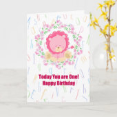 Geburtstagskarte für ein einjähriges Kind Karte (Gelbe Blume)