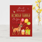 Geburtstagskarte für eine Grenz-Terrier vom Besitz Karte (Yellow Flower)