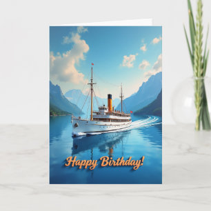 Geburtstagskarte für eine Reise zum See mit Schiff Karte