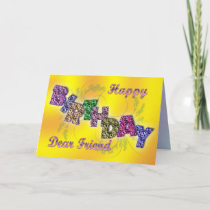 Geburtstagskarte für Freunde mit Blumentext Karte
