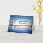 Geburtstagskarte für Godtochter mit Snowman Karte (Gelbe Blume)