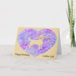 Geburtstagskarte für Golden Lab. Herz Hintergrund Karte