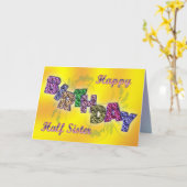 Geburtstagskarte für Halbschwester mit Blumentext Karte (Gelbe Blume)