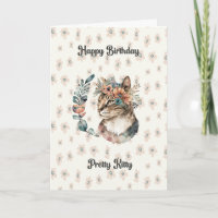 Geburtstagskarte für Hübsche Kitty Cat mit Blume
