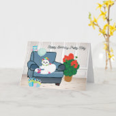 Geburtstagskarte für Ihre Katze Karte (Gelbe Blume)