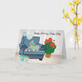 Geburtstagskarte für Ihre Katze Karte (Gelbe Blume)