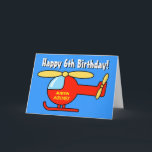 Geburtstagskarte für Jungen | Spielzeughubschraube Karte<br><div class="desc">Geburtstagskarte für Jungen. Rotes Spielzeug Hubschrauber Design für kleine Pilot. Niedliche Kinderkarte zum Thema Luftfahrt / Fluglinie. Personalisierter Name und Altersnummer für kleine Kinder. Farbenfrohe Illustration mit individuellem Feierungstext.</div>