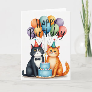 Geburtstagskarte für Katzenparty Karte