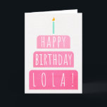 Geburtstagskarte für Lola Karte<br><div class="desc">Geburtskarte für Lola. Wenn du deine Großmutter Lola statt Oma anrufst, ist diese Geburtstagskarte perfekt für sie. (Lola bedeutet Großmutter in Tagalog / Philippino.). Ihr Lola wird auch das farbenfrohe, rosa-farbene Gradientendesign dieser Geburtstagskarte mit einem Geburtstagskuchen Liebe geben, auf dem steht: "Glücklicher Geburtstag Lola!" Machen Sie diese Karte anpassbar! Klicken...</div>