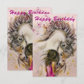 Geburtstagskarte für Mädchen und Pferde (Vorne/Hinten)