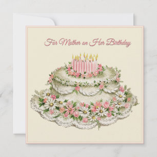 Geburtstagskarte für Mutter Vintage-Blumenkuchen u Karte