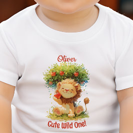 Geburtstagskarte für niedliche Lion und Apfelbaum Baby T-shirt