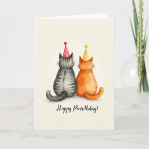 Geburtstagskarte für Party-Katzen Karte