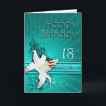 Geburtstagskarte für Patenttochter 18, mit einer Karte<br><div class="desc">Eine reine weiße Lilie auf einem Hintergrund der empfindlichen Rollearbeit. Eine herrliche Karte für irgendeine Dame.</div>