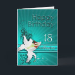 Geburtstagskarte für Patenttochter 18, mit einer Karte<br><div class="desc">Eine reine weiße Lilie auf einem Hintergrund der empfindlichen Rollearbeit. Eine herrliche Karte für irgendeine Dame.</div>