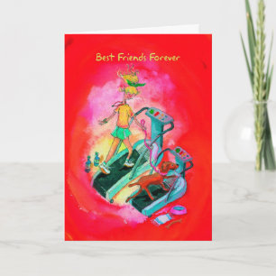 Geburtstagskarte für Runner - Viszla auf Treadmill Karte