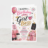 Geburtstagskarte für Tochter als Girl Boss