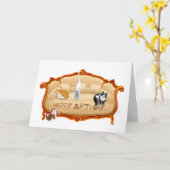 Geburtstagskarte für unheilvolle Couchkatzen Karte (Gelbe Blume)