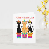 Geburtstagskarte: Geburtstagskatzen in Party-Hüten Karte (Gelbe Blume)