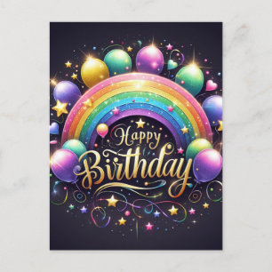 Geburtstagskarte - Glitter Regenbogen Postkarte
