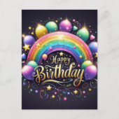 Geburtstagskarte - Glitter Regenbogen Postkarte (Vorderseite)