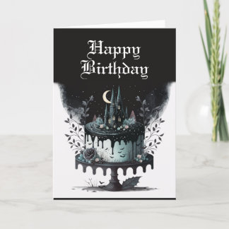 Geburtstagskarte Goth - Spooky Castle Birthday Cak Dankeskarte