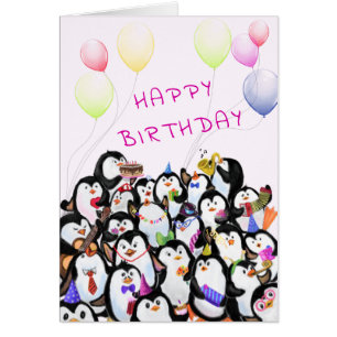 Geburtstagskarte Happy Pinguine Party