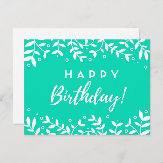 Geburtstagskarte in grün postkarte (Vorne/Hinten)
