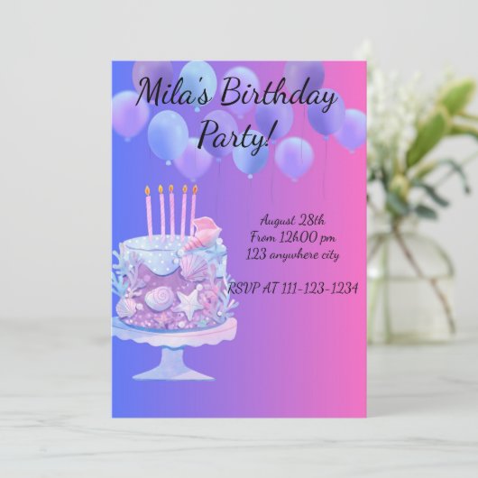 GEBURTSTAGSKARTE, INSTANT HERUNTERLADEN EINLADUNG (Stehend Vorderseite)