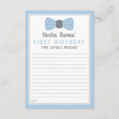 Geburtstagskarte Kapsel, hellblau, grau Begleitkarte (Rückseite)