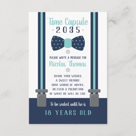 Geburtstagskarte Kapsel, Navy Blue, Aqua Begleitkarte (Vorderseite)