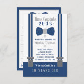 Geburtstagskarte Kapsel, Navy Blue, Grau Begleitkarte (Vorne/Hinten)