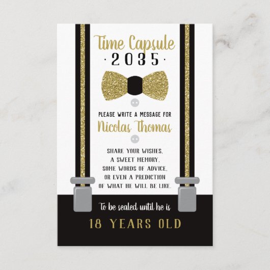 Geburtstagskarte Kapsel, Schwarz, Imitate Gold Begleitkarte (Vorderseite)