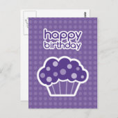 Geburtstagskarte lila Kuchen Postkarte (Vorne/Hinten)