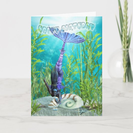 Geburtstagskarte - Meerjungfrau - Unterwasserwelt Karte (Vorderseite)